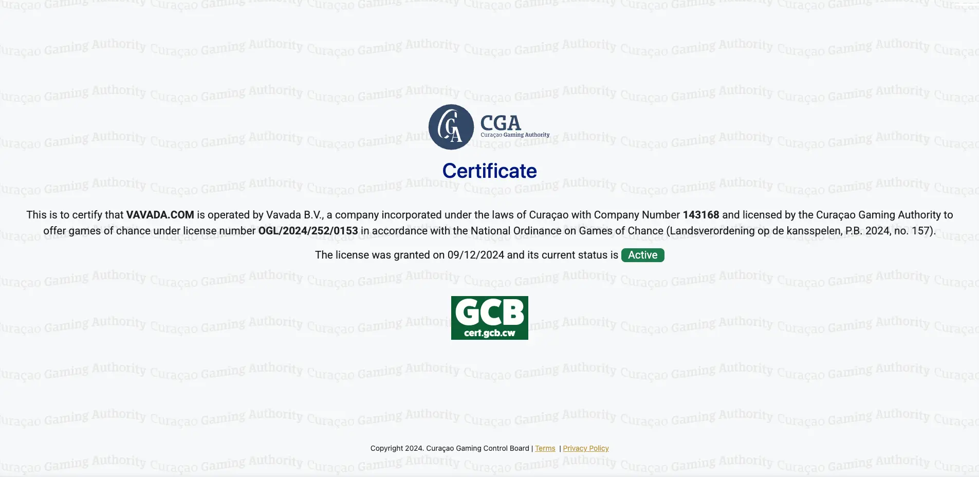 Лицензия казино Вавада